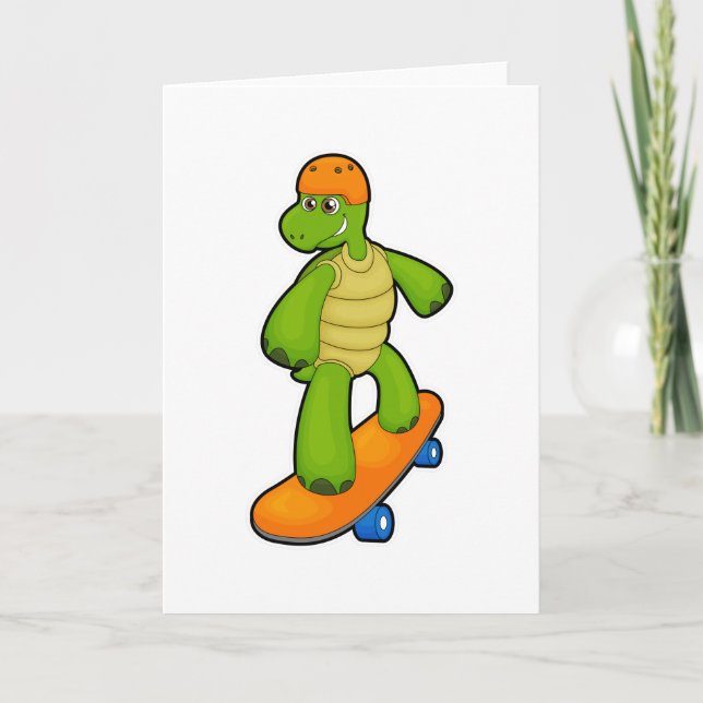 Turtle as Skateboarder with Skateboard & Helmet Kort (Framsida)