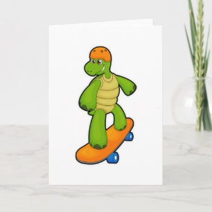 Turtle as Skateboarder with Skateboard & Helmet Kort