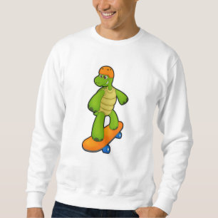Turtle as Skateboarder with Skateboard & Helmet Lång Ärmad Tröja