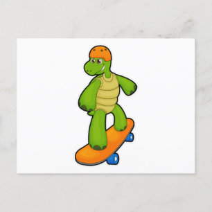 Turtle as Skateboarder with Skateboard & Helmet Vykort