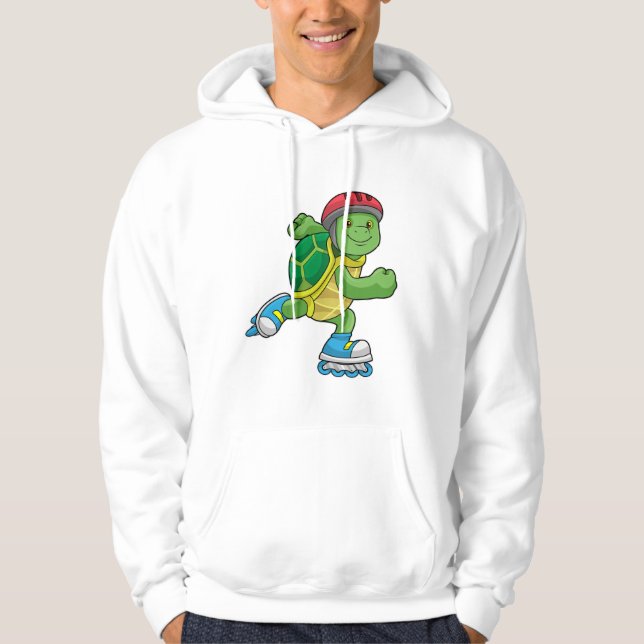 Turtle as Skater with Inline skates & Helmet Hoodie (Framsida)