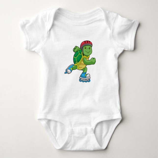 Turtle as Skater with Inline skates & Helmet T Shirt (Framsida)