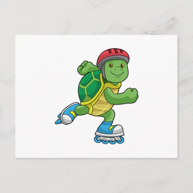 Turtle as Skater with Inline skates & Helmet Vykort (Framsida)