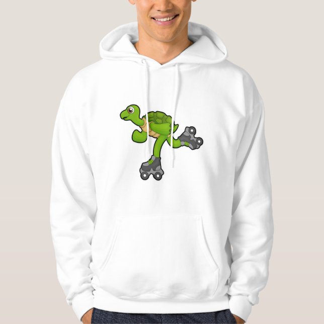 Turtle as Skater with Roller skates Hoodie (Framsida)