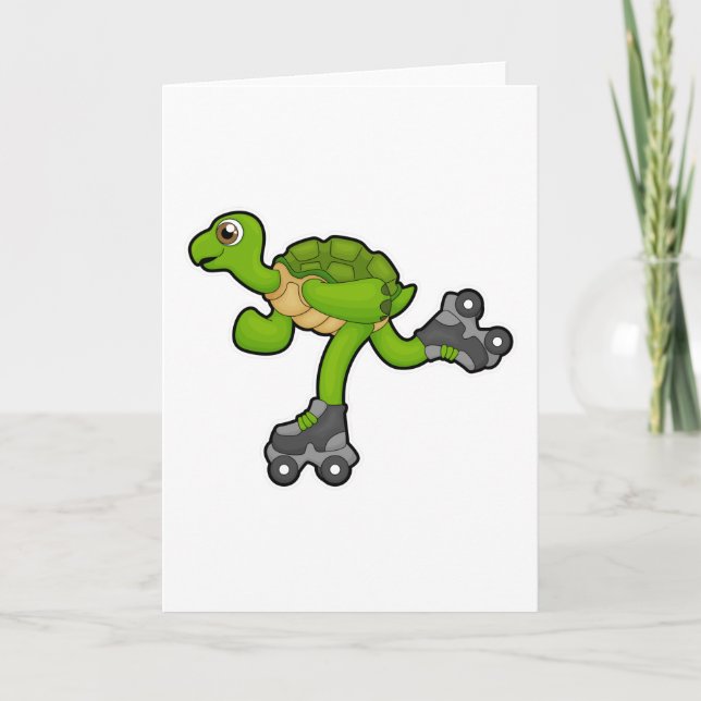 Turtle as Skater with Roller skates Kort (Framsida)