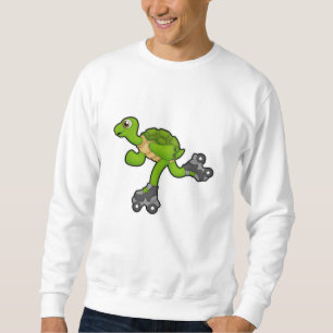 Turtle as Skater with Roller skates Lång Ärmad Tröja