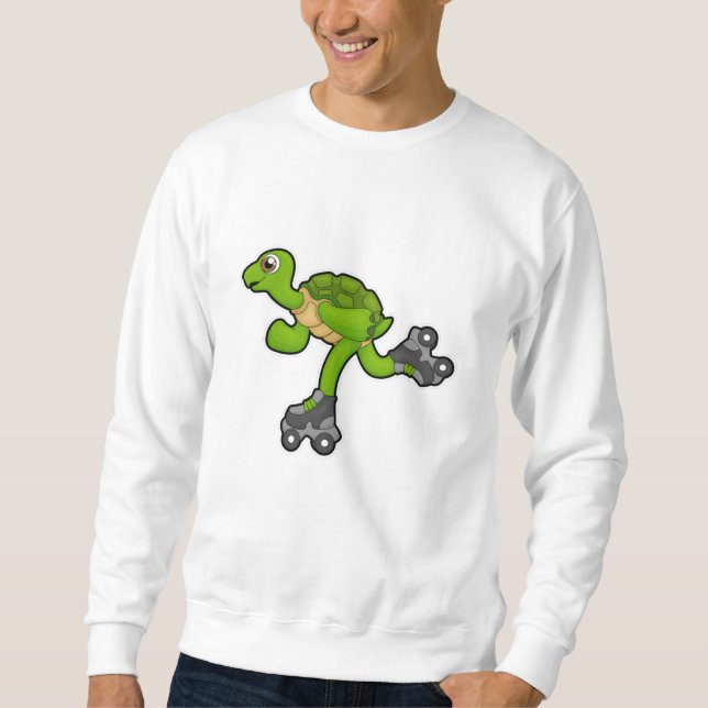Turtle as Skater with Roller skates Lång Ärmad Tröja (Framsida)