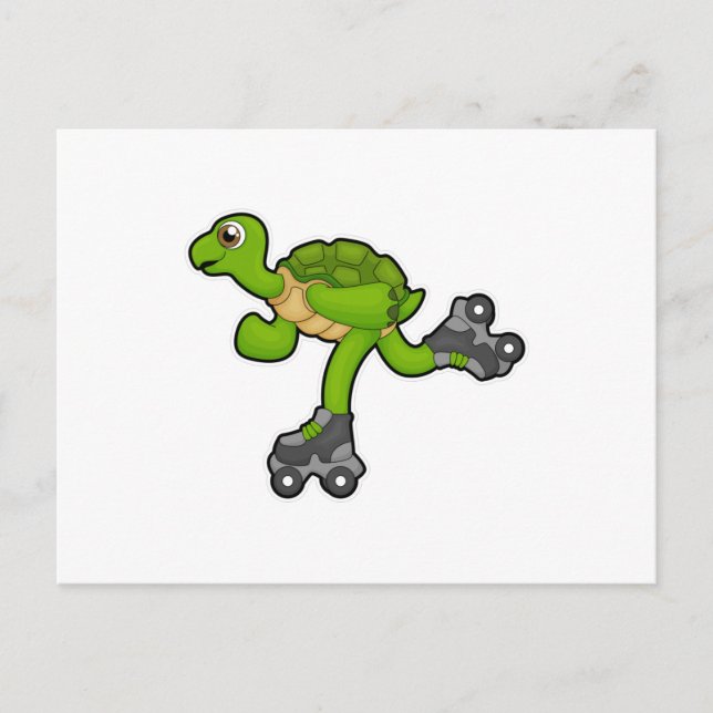 Turtle as Skater with Roller skates Vykort (Framsida)