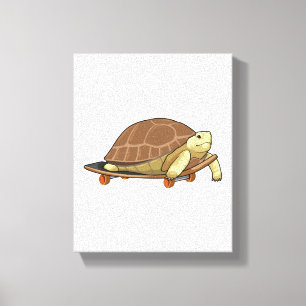 Turtle as Skater with Skateboard Canvastryck