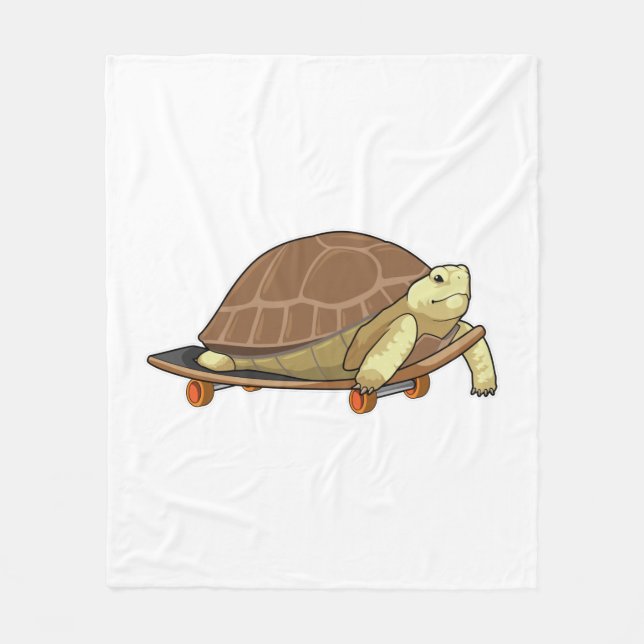Turtle as Skater with Skateboard Fleecefilt (Framsidan)