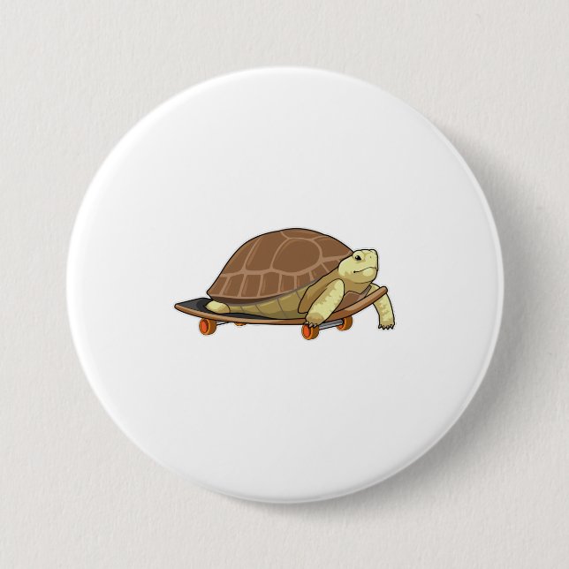Turtle as Skater with Skateboard Knapp (Framsida)