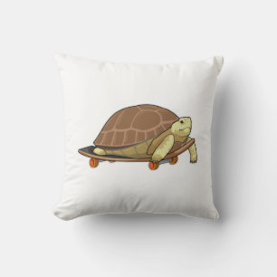 Turtle as Skater with Skateboard Kudde