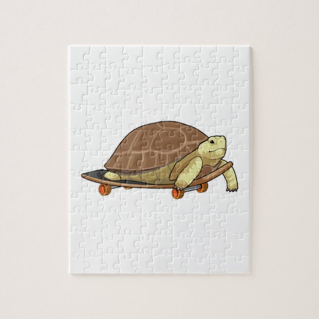 Turtle as Skater with Skateboard Pussel (Vertikal)