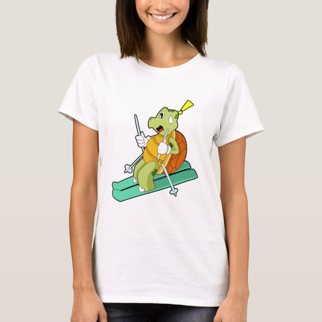 Turtle as Skier with Ski T Shirt (Framsida)