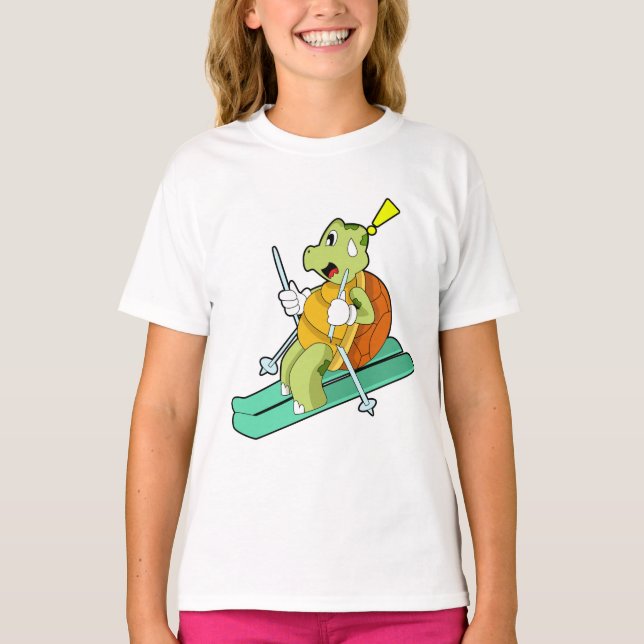 Turtle as Skier with Ski T Shirt (Framsida)