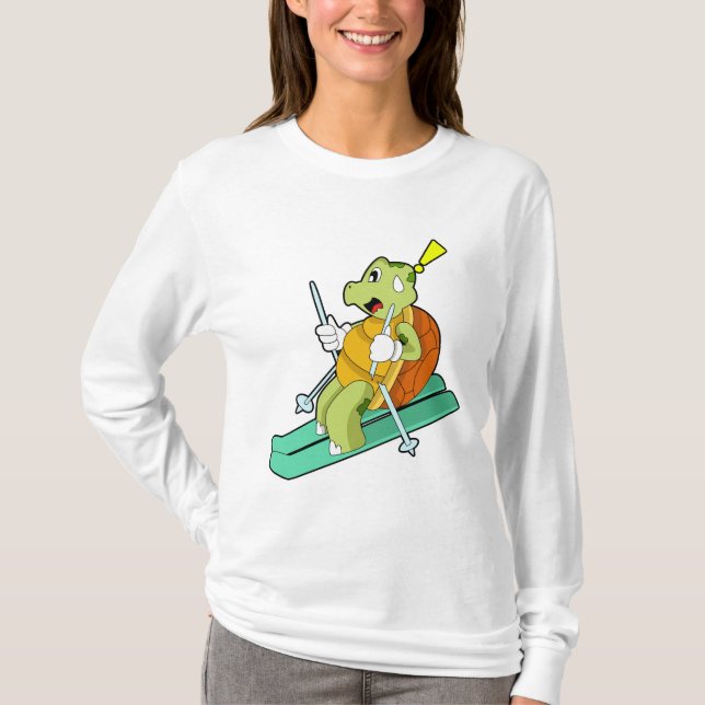 Turtle as Skier with Ski T Shirt (Framsida)