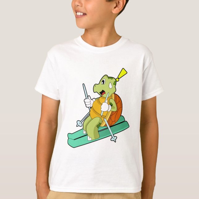 Turtle as Skier with Ski T Shirt (Framsida)