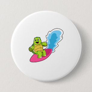 Turtle as Surfer med Surfboard Knapp