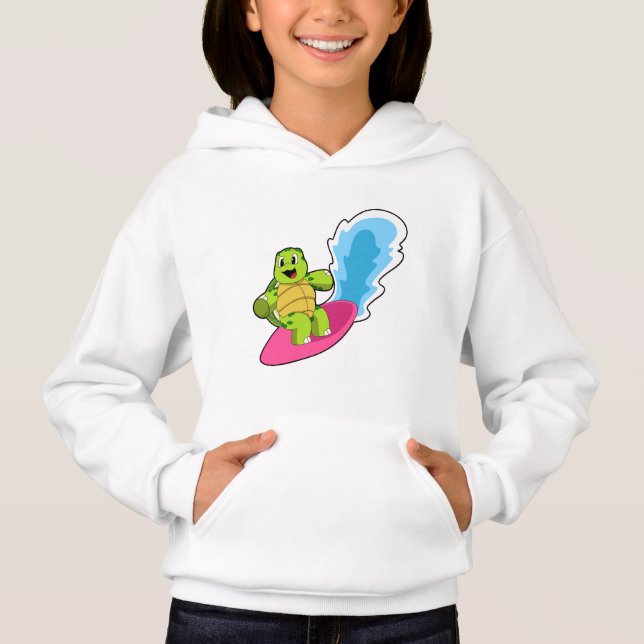 Turtle as Surfer med Surfboard T Shirt (Framsida)
