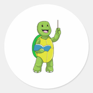 Turtle as Teacher with Bok & Pointer Runt Klistermärke