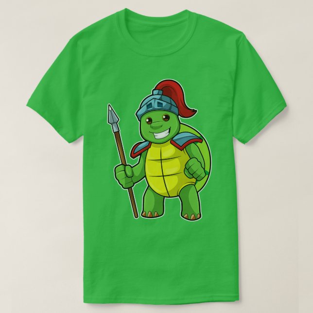 Turtle as Warrior med Spear Helmet T Shirt (Design framsida)