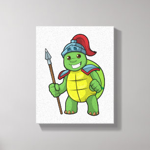 Turtle as Warrior with Spear & Helmet Canvastryck