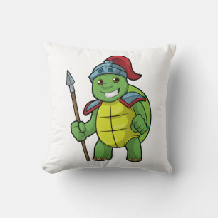 Turtle as Warrior with Spear & Helmet Kudde