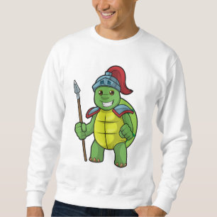 Turtle as Warrior with Spear & Helmet Lång Ärmad Tröja