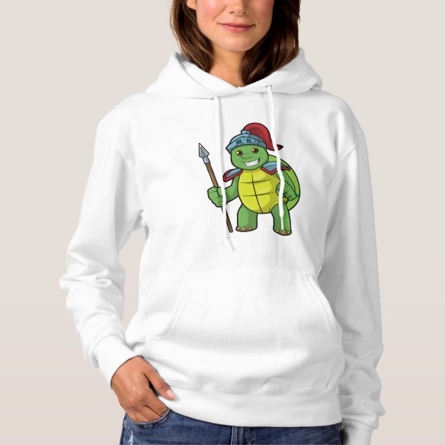 Turtle as Warrior with Spear & Helmet T Shirt (Framsida)