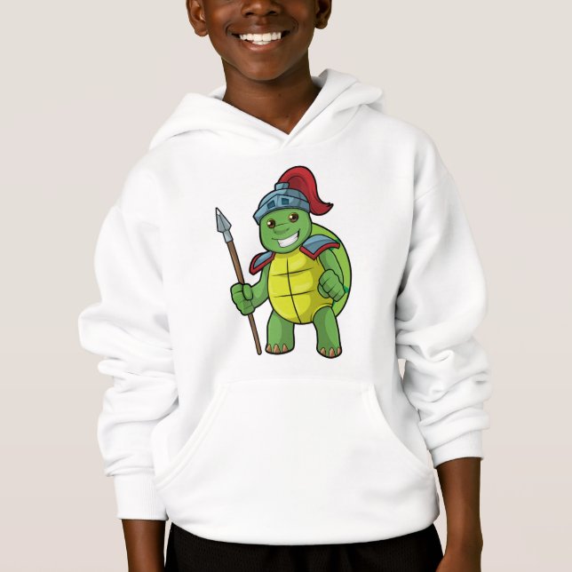 Turtle as Warrior with Spear & Helmet T Shirt (Framsida)