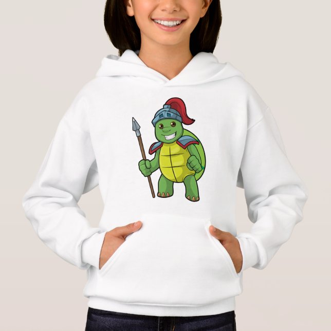 Turtle as Warrior with Spear & Helmet T Shirt (Framsida)