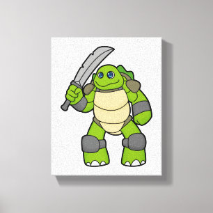Turtle as Warrior with Sword Canvastryck