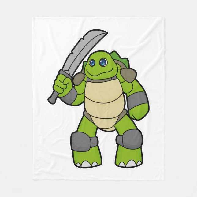 Turtle as Warrior with Sword Fleecefilt (Framsidan)