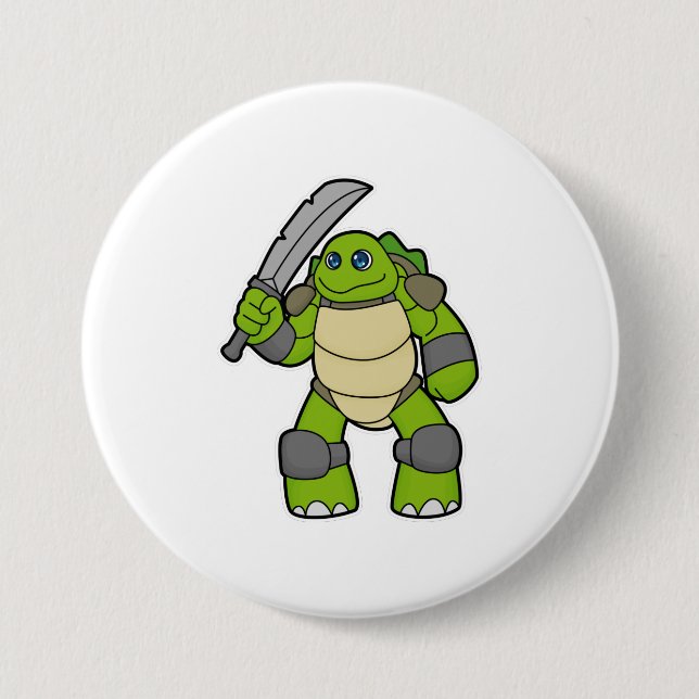 Turtle as Warrior with Sword Knapp (Framsida)