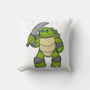 Turtle as Warrior with Sword Kudde