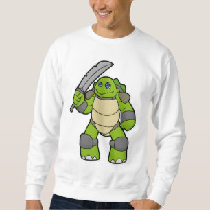 Turtle as Warrior with Sword Lång Ärmad Tröja