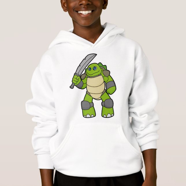 Turtle as Warrior with Sword T Shirt (Framsida)