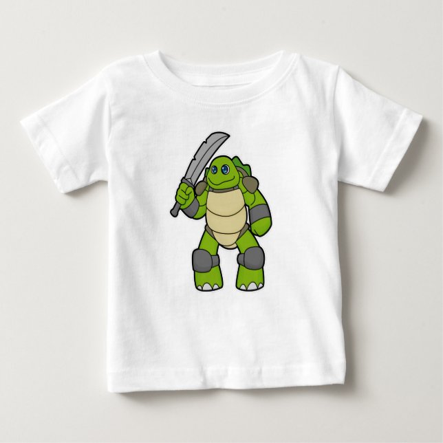 Turtle as Warrior with Sword T Shirt (Framsida)