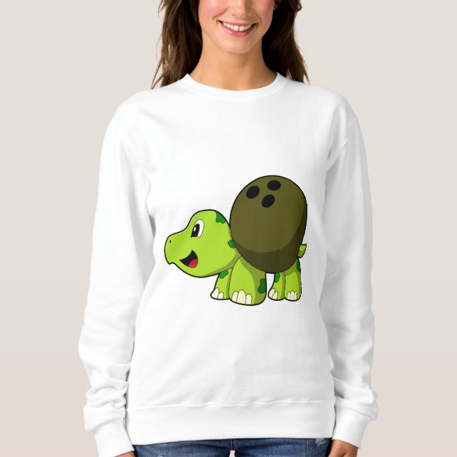 Turtle at Bowling med Bowling ball T Shirt (Framsida)