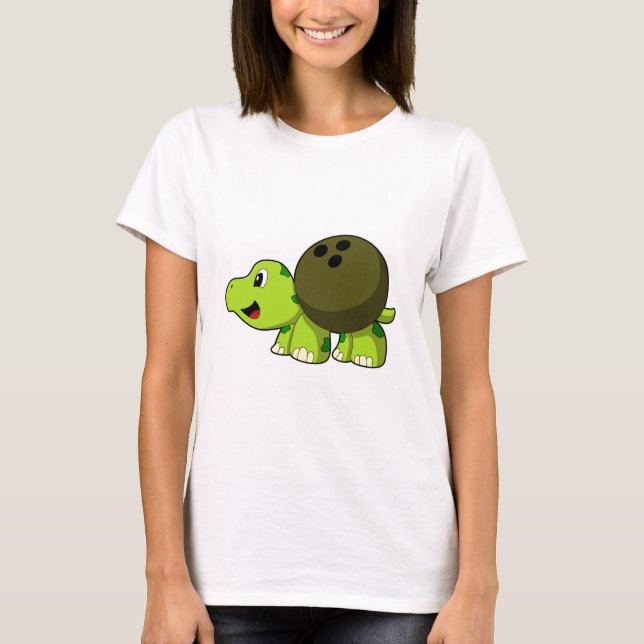 Turtle at Bowling med Bowling ball T Shirt (Framsida)