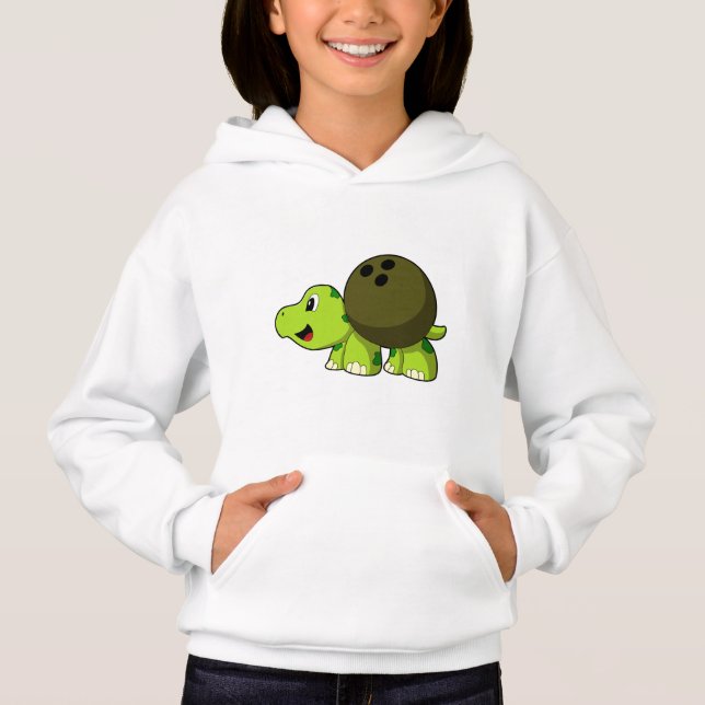 Turtle at Bowling med Bowling ball T Shirt (Framsida)