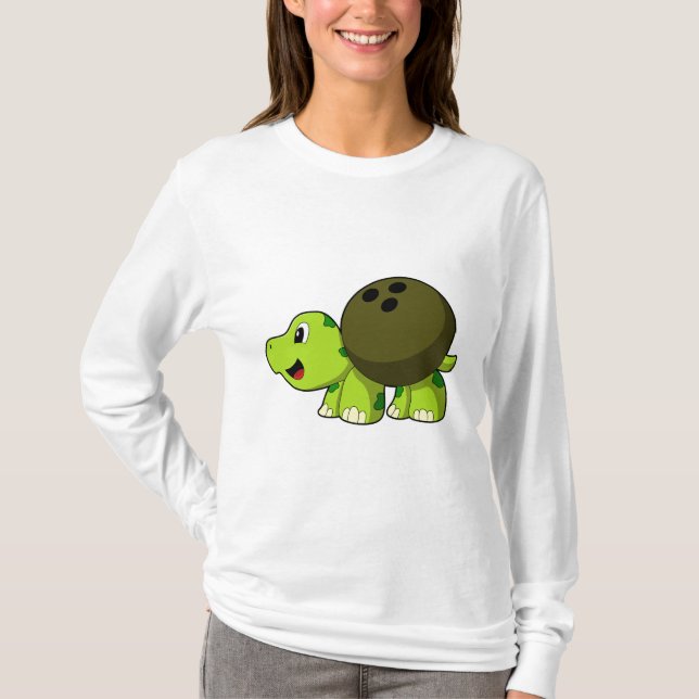 Turtle at Bowling med Bowling ball T Shirt (Framsida)