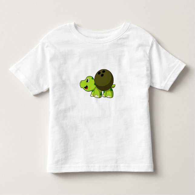 Turtle at Bowling med Bowling ball T Shirt (Framsida)