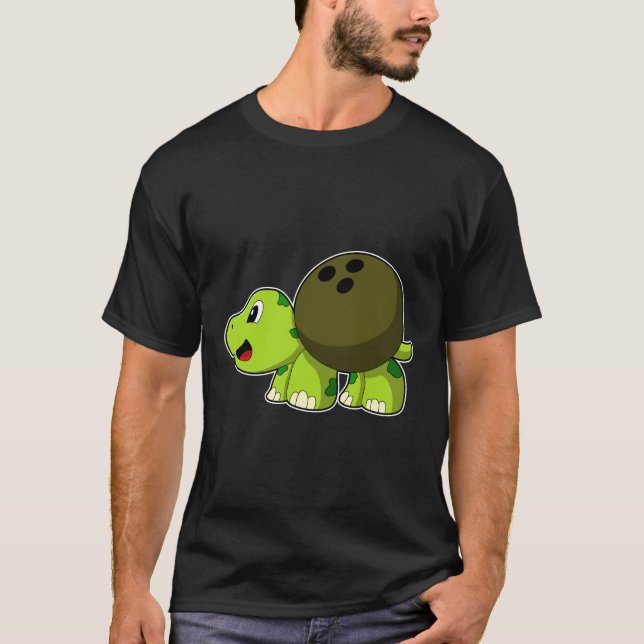 Turtle at Bowling med Bowling ball T Shirt (Framsida)