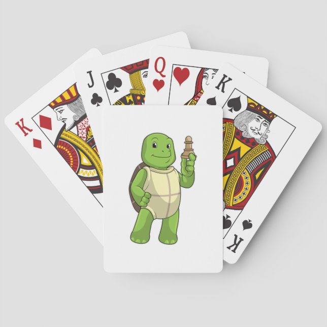 Turtle at Chess with Chess biet Pawn Casinokort (Baksidan)