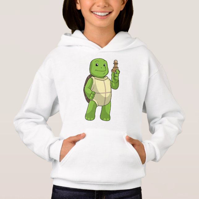 Turtle at Chess with Chess biet Pawn T Shirt (Framsida)