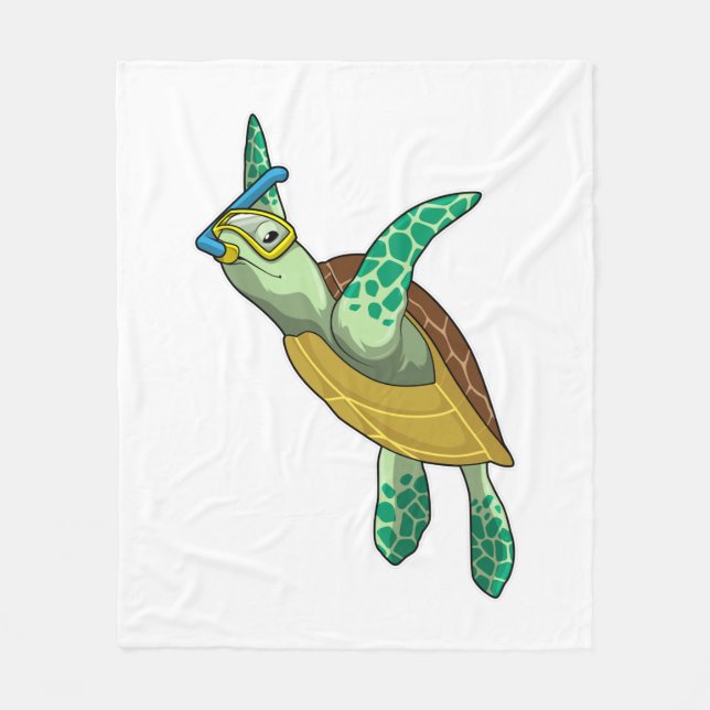 Turtle at Diving with Snorkel Fleecefilt (Framsidan)