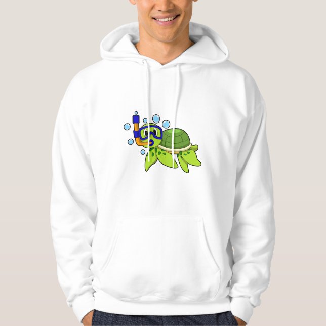 Turtle at Diving with Snorkel Hoodie (Framsida)
