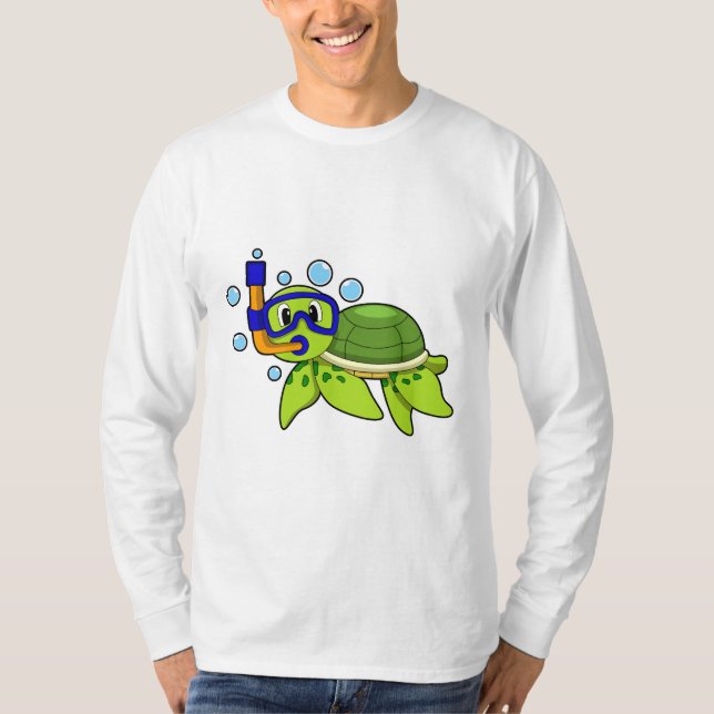 Turtle at Diving with Snorkel T Shirt (Framsida)