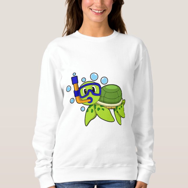 Turtle at Diving with Snorkel T Shirt (Framsida)